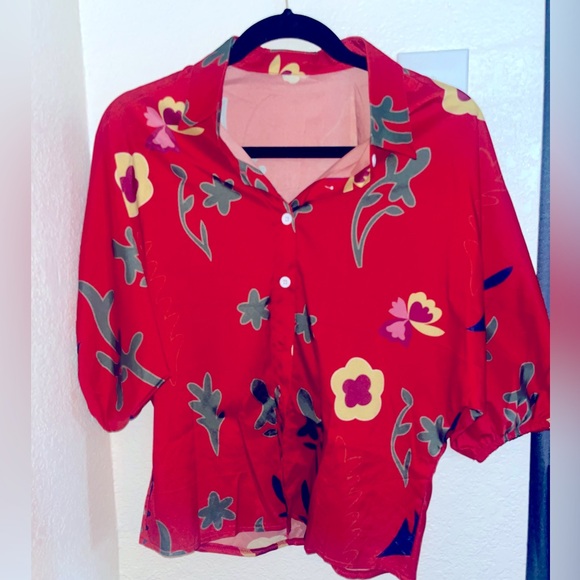 Colorful floral button up - Picture 1 of 3